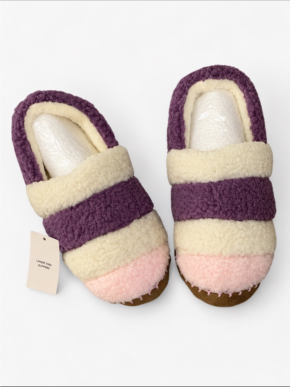 LANDSEND Woman’s Sherpa Short Bootie Slippers, Rubber Bottom